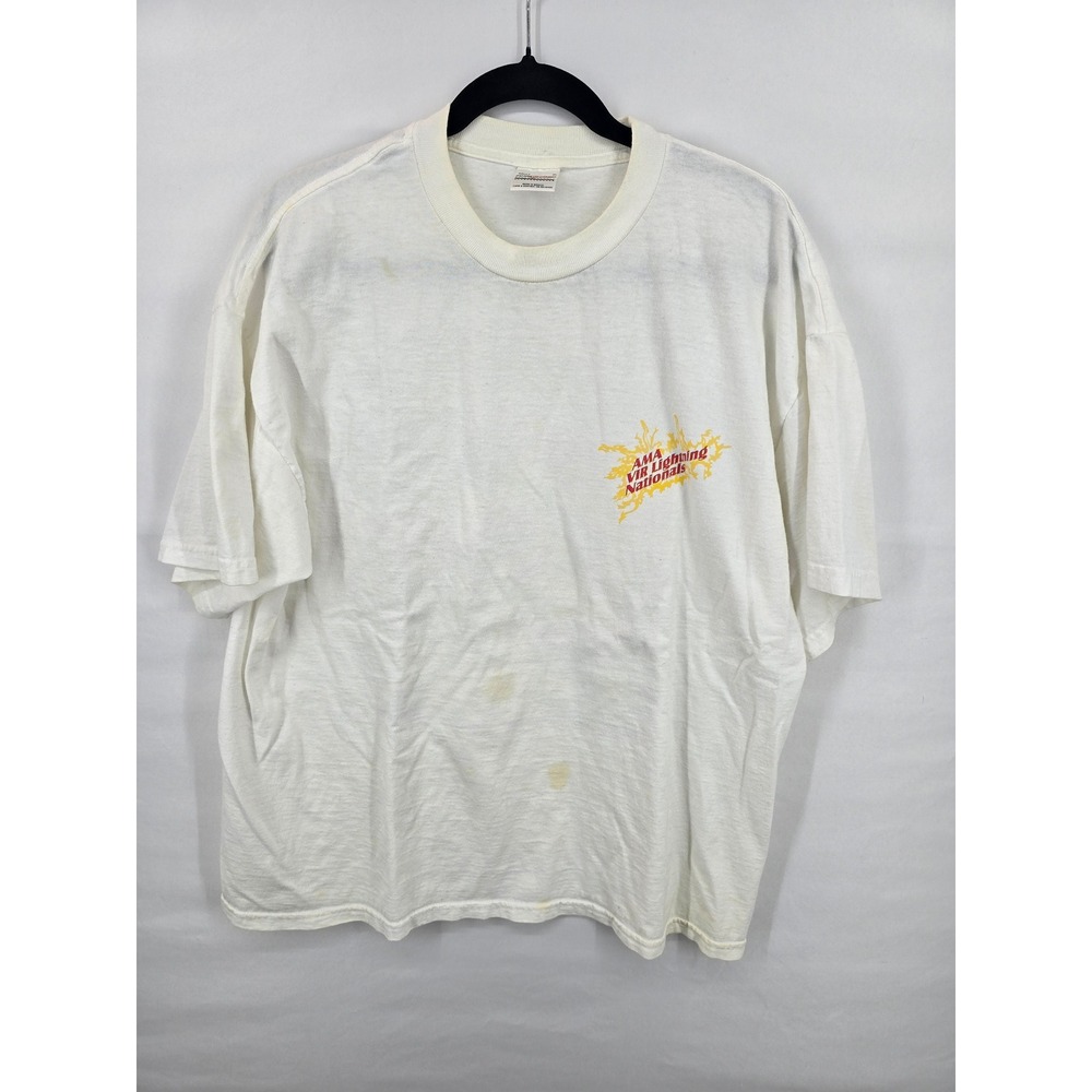 Vintage 2001 AMA VIR Lightning Nationals T Shirt XL White Checkered Flag Sports
